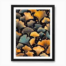 Ginkgo Leaves Seamless Pattern 3 Art Print