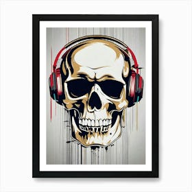 Skull With Headphones 120 Art Print