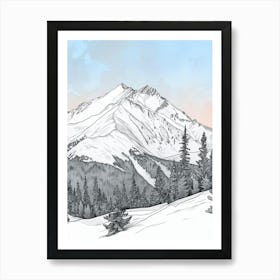 Mount Greylock Usa Color Line Drawing (2) Art Print