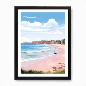 An Illustration In Pink Tones Of  Gracetown Beach Australia 4 Art Print