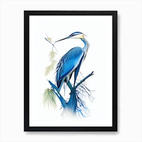 Blue Heron In Tree Impressionistic 2 Art Print