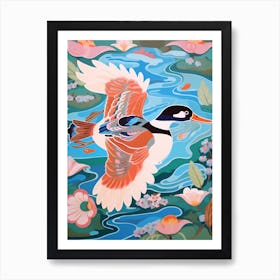 Maximalist Bird Painting Bufflehead 4 Art Print