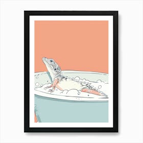 Lizard In The Bathtub Modern Abstract Illustration 4 Art Print