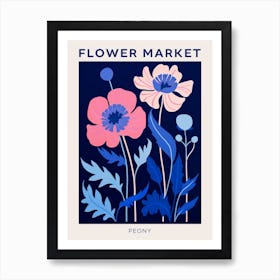 Blue Flower Market Poster Peony 2 Art Print