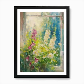 Foxglove Flowers On A Cottage Window 2 Art Print