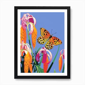 Pop Art Fritillary Butterfly 2 Art Print