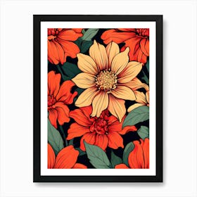 Seamless Floral Pattern 36 Art Print