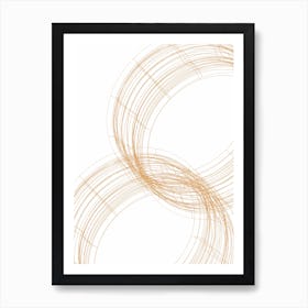 Yellow On White Abstract Wire Circles Art Print