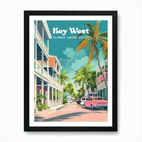 Key West Florida Summer Art Illustration Art Print