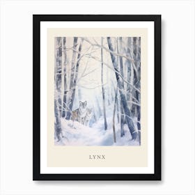 Winter Watercolour Lynx 4 Poster Art Print