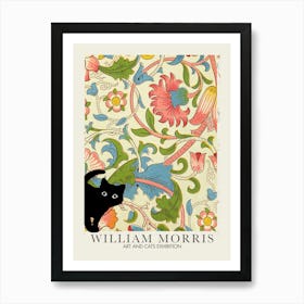 William Morris Peekaboo Cat Lodden 3 Flower Botanical Art Print