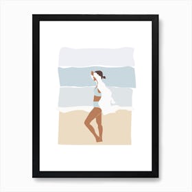 Summer Holiday Cutout Sea Girl Art Print