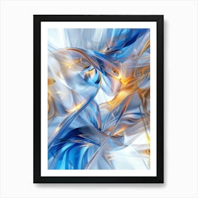 Abstract Blue And Gold Art Print