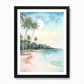 Watercolour Of White Beach   Boracay Philippines 3 Art Print