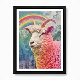 Kitsch Rainbow Sheep Collage 3 Art Print