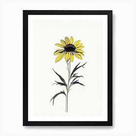 Rudbeckia Floral Minimal Line Drawing 1 Flower Art Print