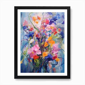 Abstract Flower Painting Lobelia 3 Art Print