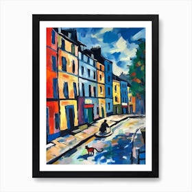 Painting Of A Street In Edinburgh Scotland With A Cat In The Style Of Matisse 3 Art Print