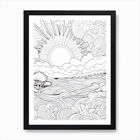 Line Art Inspired By  The Creation Of The Sun 4 Art Print
