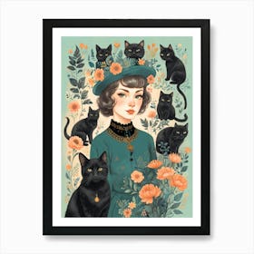 Cat Lady Art Print