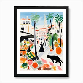 The Food Market In Malaga 2 Illustration Art Print