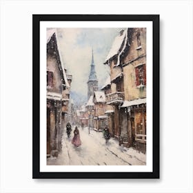 Vintage Winter Painting Bavaria Germany 1 Art Print