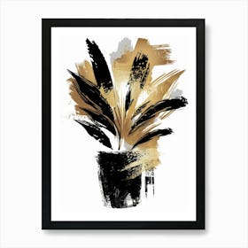 Gold And Black Plant 2 Art Print