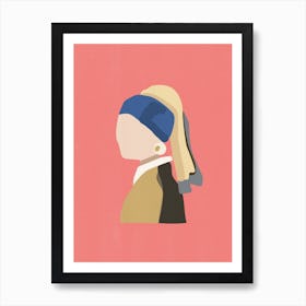 Girl With Pearl Earring Pink Art Print