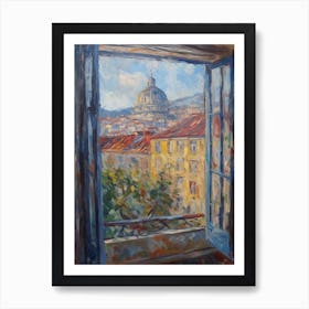 Window View Of Budapest Hungary Impressionism Style 4 Art Print