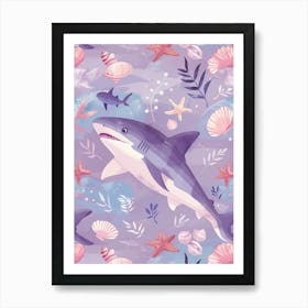Purple Smooth Hammerhead Shark 4 Art Print