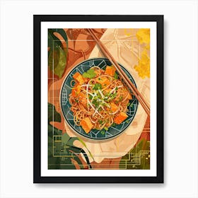 Art Deco Inspired Pad Thai Art Print