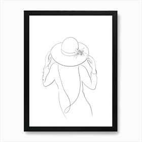 Woman In A Hat Line Art Art Print