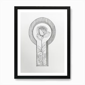 English Rose Key Line Drawing 4 Art Print