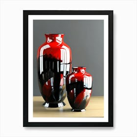 Red And Black Vases 1 Art Print