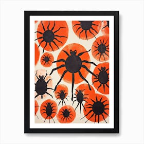 Spider, Woodblock Animal  Drawing 1 Art Print