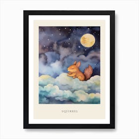 Baby Squirrel 4 Sleeping In The Clouds Nursery Poster Art Print