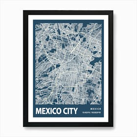 Mexico City Blueprint City Map 1 Art Print