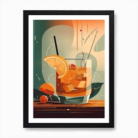 Old Fashioned Cocktail Mid Century Modern 2 Art Print
