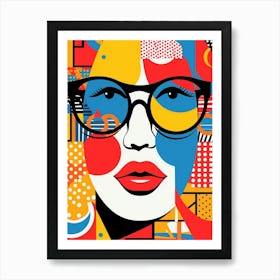 Geometric Face With Patterns And Sunglasses 2 Art Print