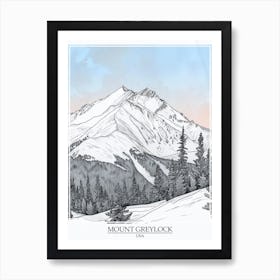 Mount Greylock Usa Color Line Drawing 2 Poster Art Print