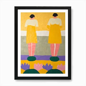 Two Women In Yellow Dresses Art Print