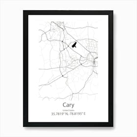 Cary,United States Minimalist Map Art Print