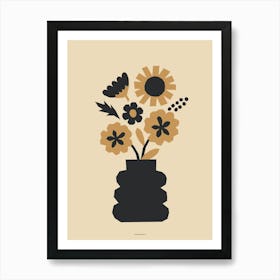 Minimal Gold and Black Primrose Flower Bouquet Print Light Version Art Print