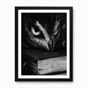 Dark Gothic Owl On A Book Art Print