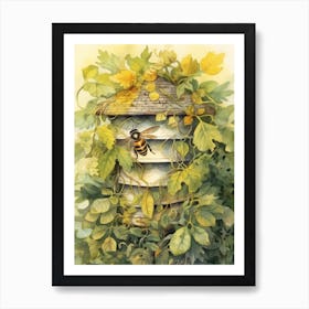 Cuckoo Bee Beehive Watercolour Illustration 2 Art Print