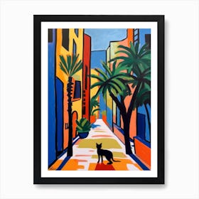 Painting Of A Street In Dubai United Arab Emirates With A Cat In The Style Of Matisse 2 Art Print
