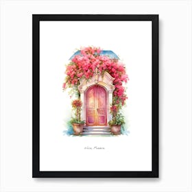 Nice, France   Mediterranean Doors Watercolour Painting 3 Poster Art Print