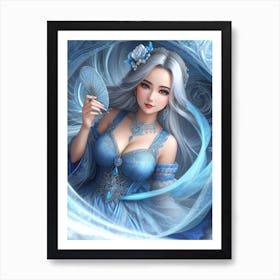 Mysterious Girl With a Fan  Art Print