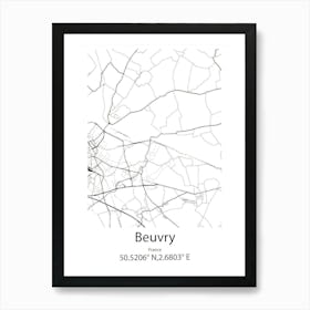 Beuvry,France Minimalist Map Art Print