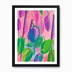 Sugar Snap Peas Risograph Retro Poster vegetable Art Print